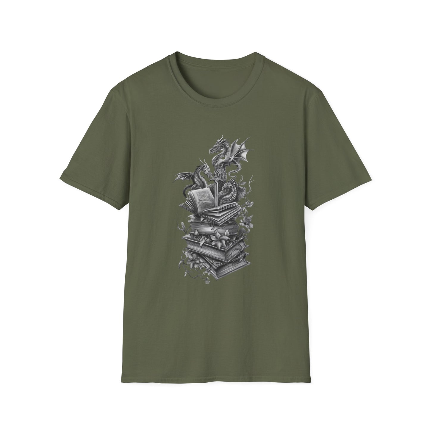 Dragon, Book & Sword - Graphic T-Shirt