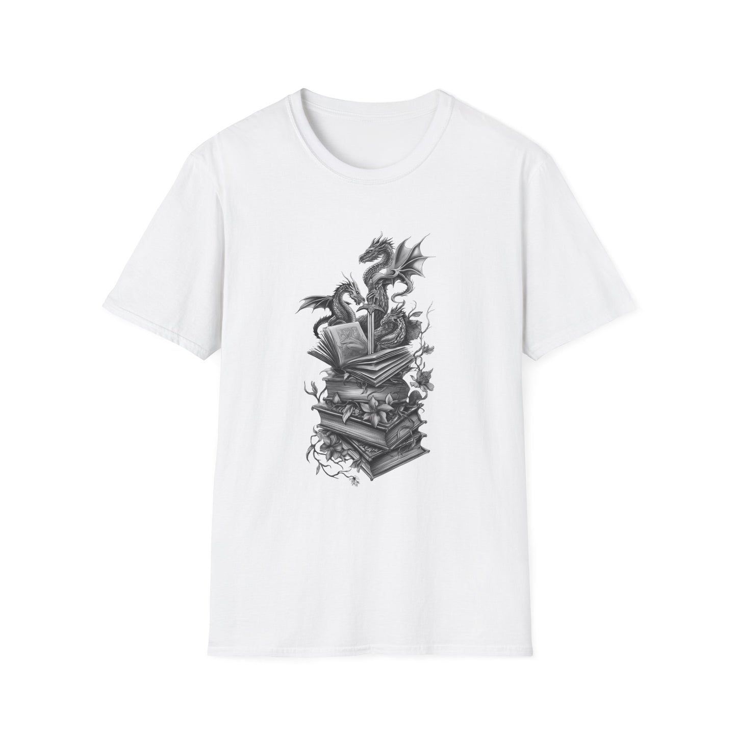 Dragon, Book & Sword - Graphic T-Shirt