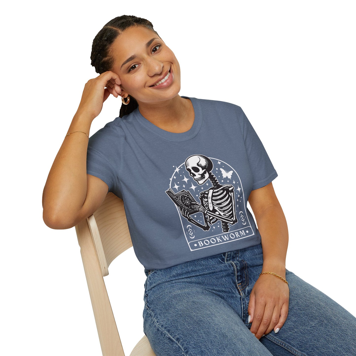 Skeleton Bookworm Graphic - T-Shirt