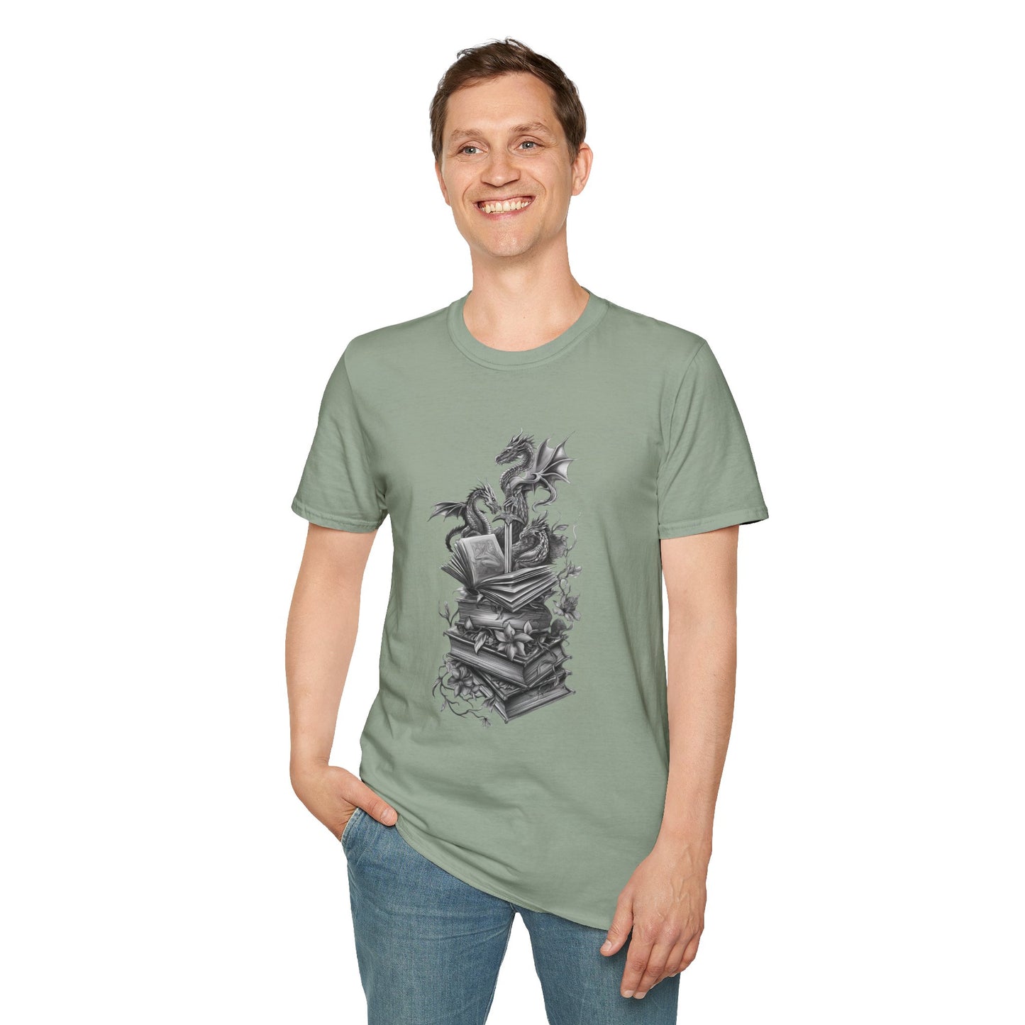 Dragon, Book & Sword - Graphic T-Shirt