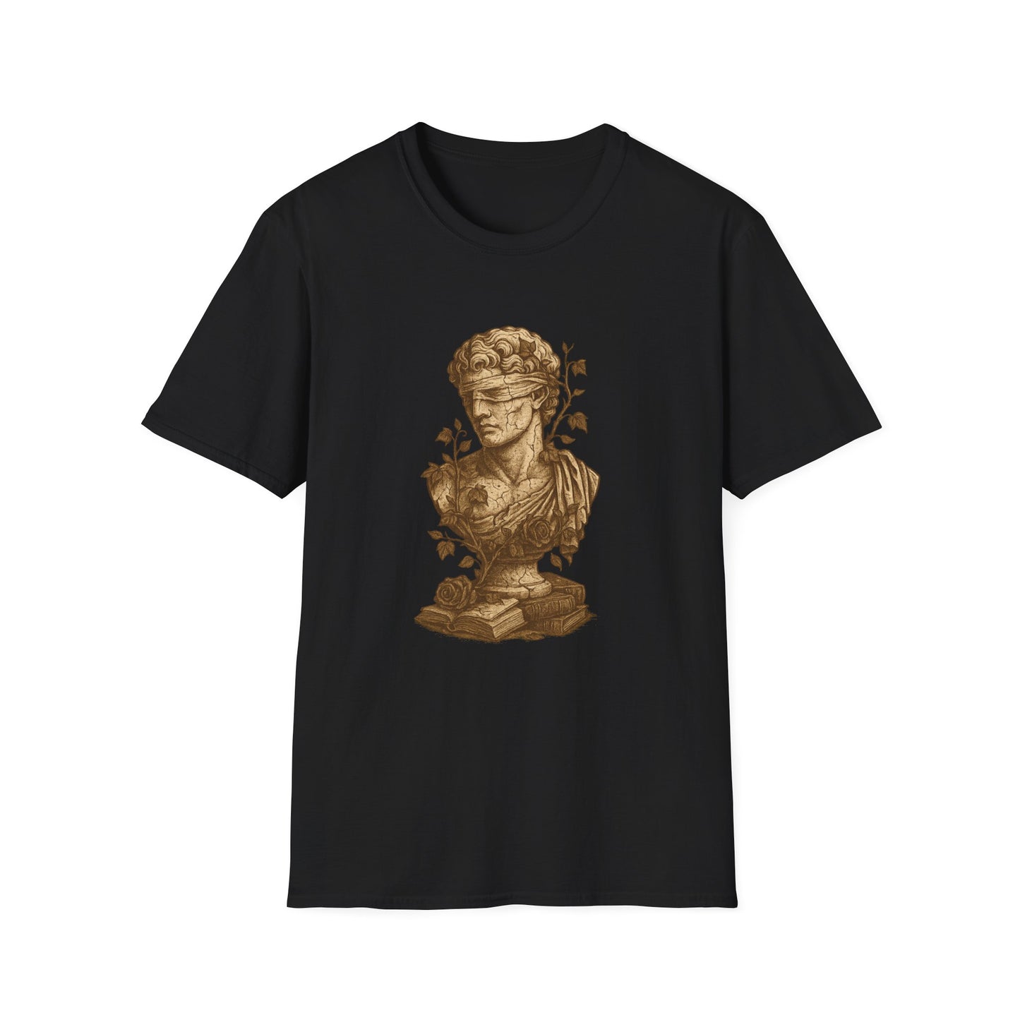 Dark Academia, Blindfolded Bust with Ivy and Books - T-Shirt