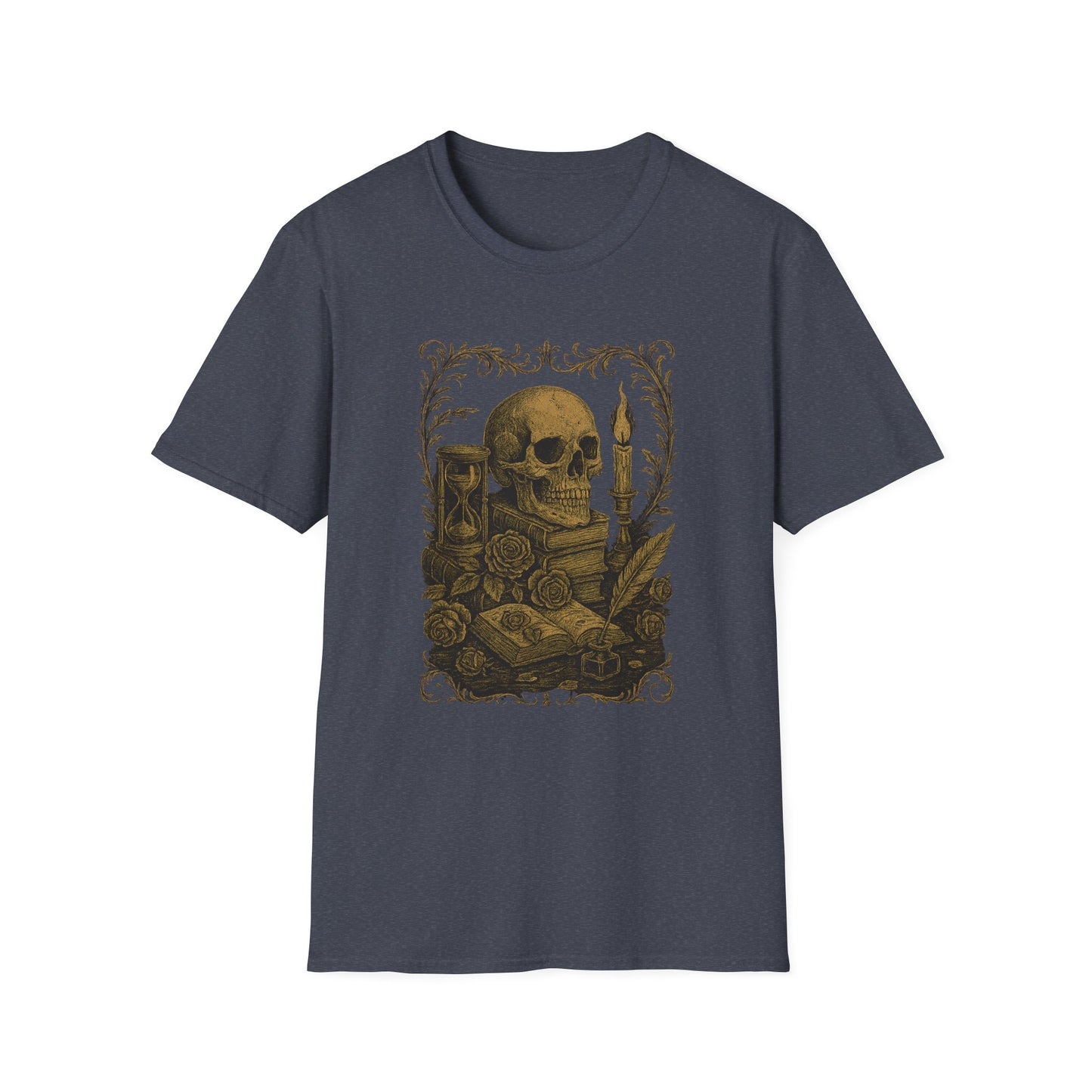 Dark Academia, Stack of Book and Skull - T-Shirt