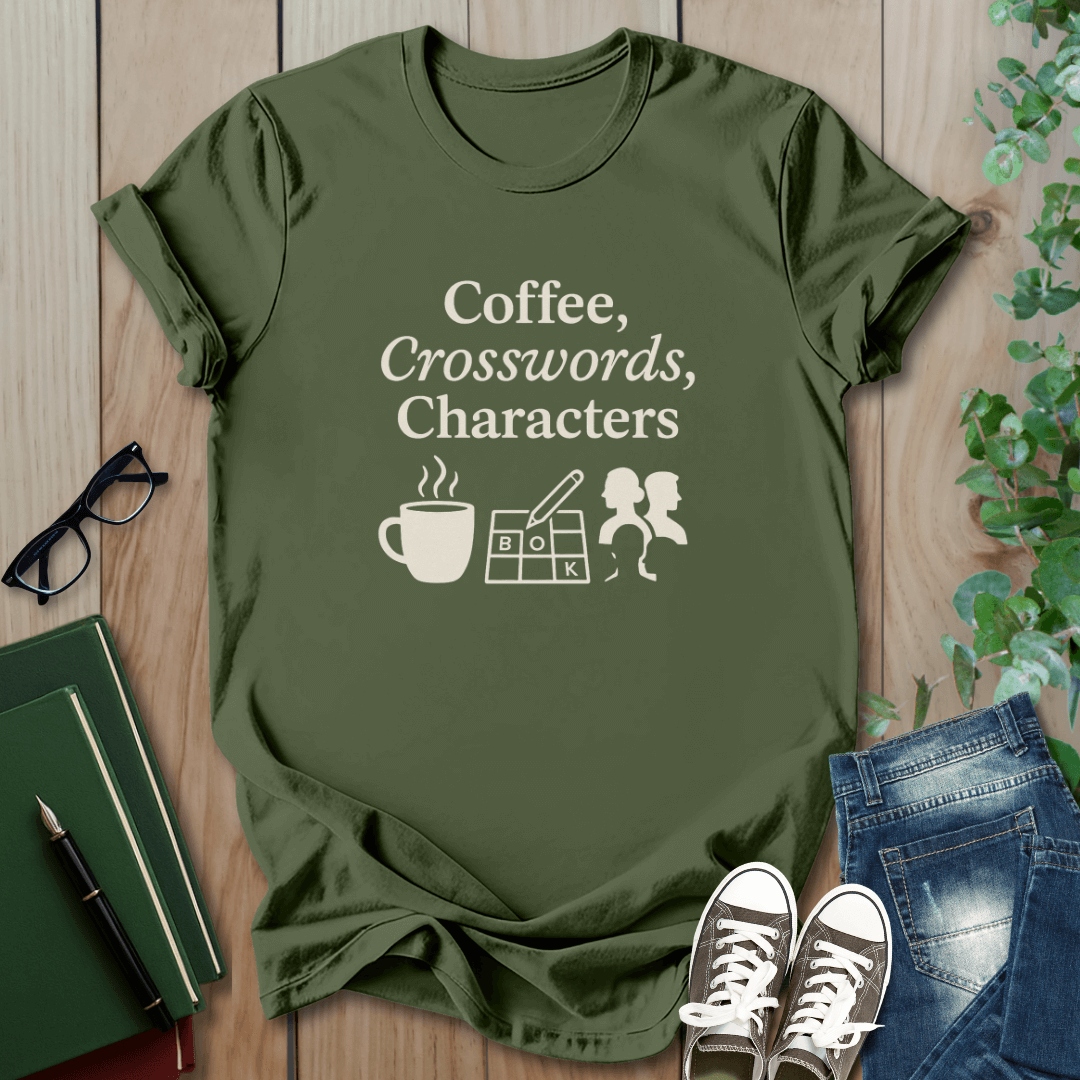 Coffee, Crosswords & Characters - T-Shirt