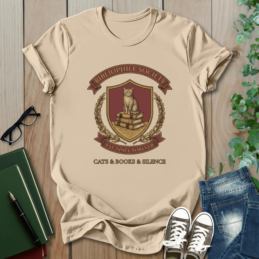 Dark Academia, Cat Bibliophile Society - T-Shirt