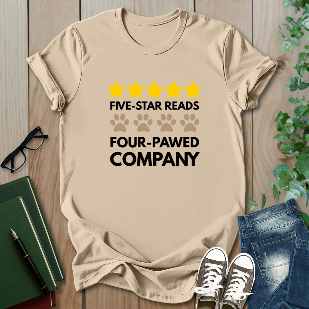 Five Star Reads, Four-Pawed Company - T-Shirt