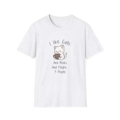 I Like Cats & Books & Maybe 3 People - T-Shirt
