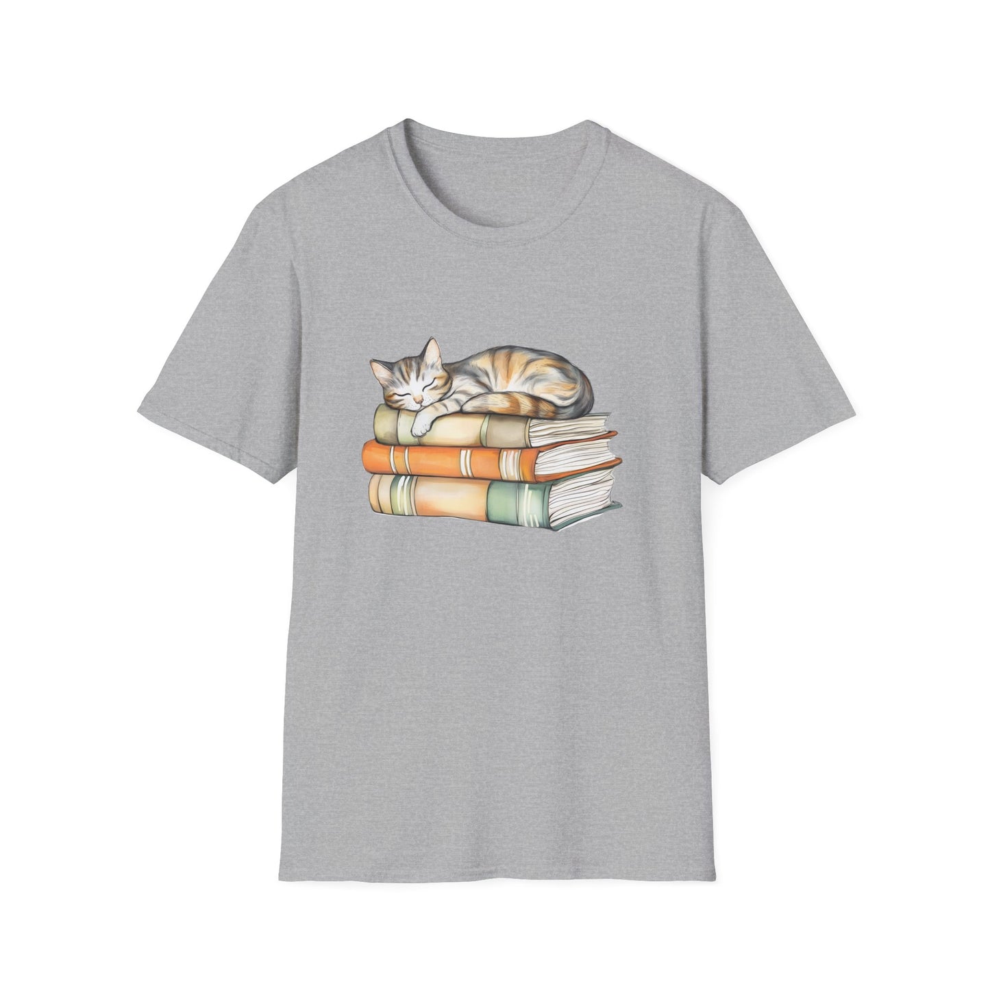 Cat Sleeping On Books - T-Shirt