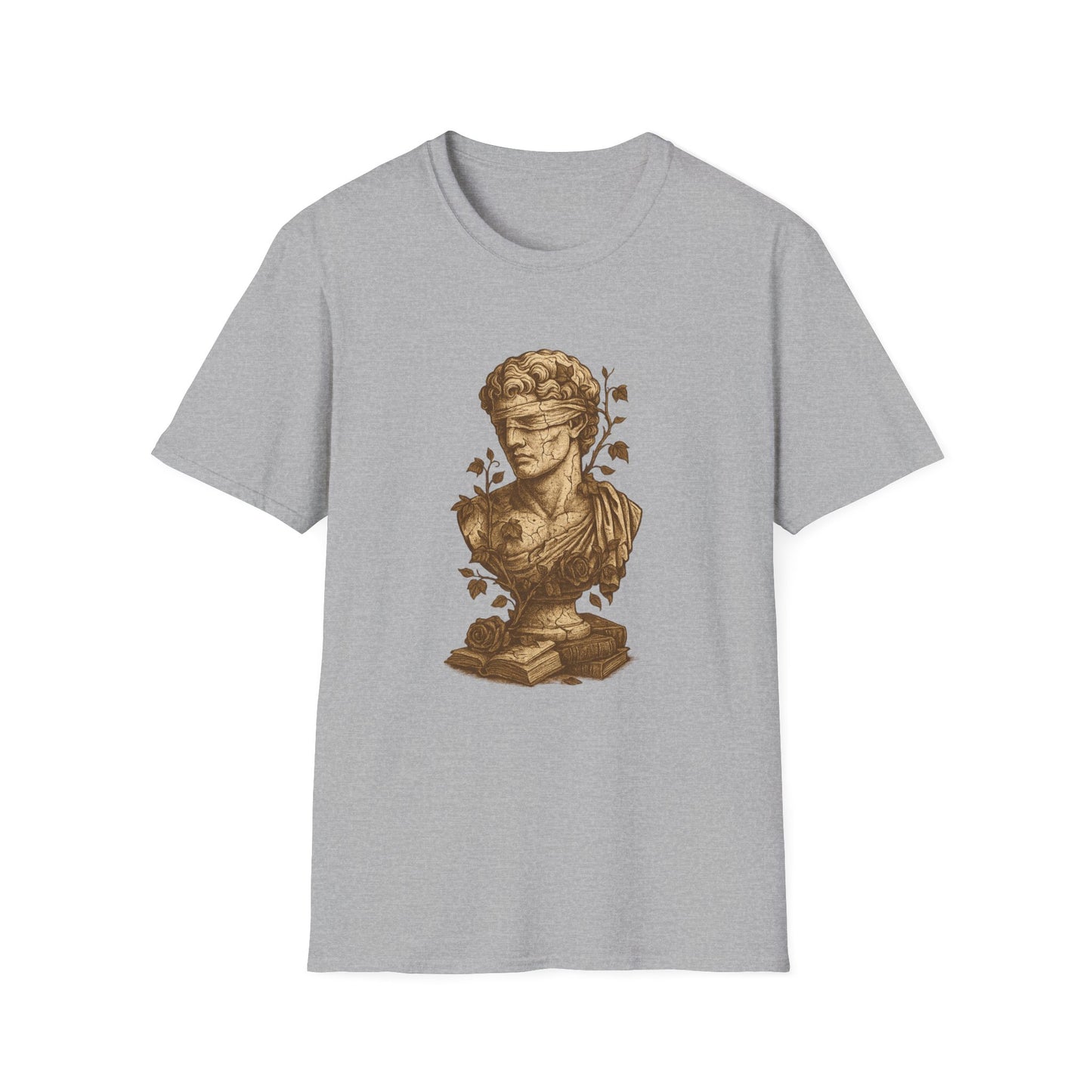Dark Academia, Blindfolded Bust with Ivy and Books - T-Shirt
