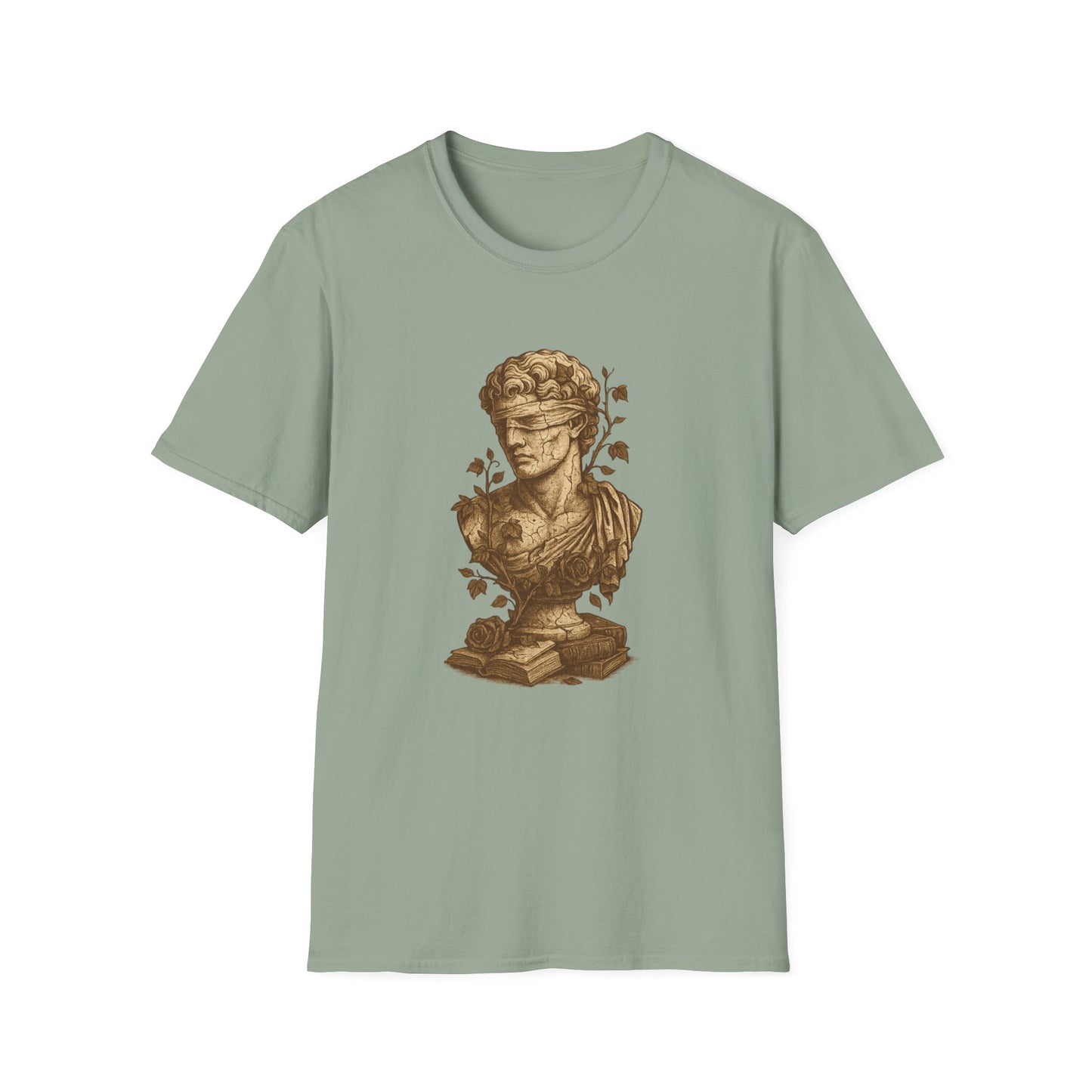 Dark Academia, Blindfolded Bust with Ivy and Books - T-Shirt