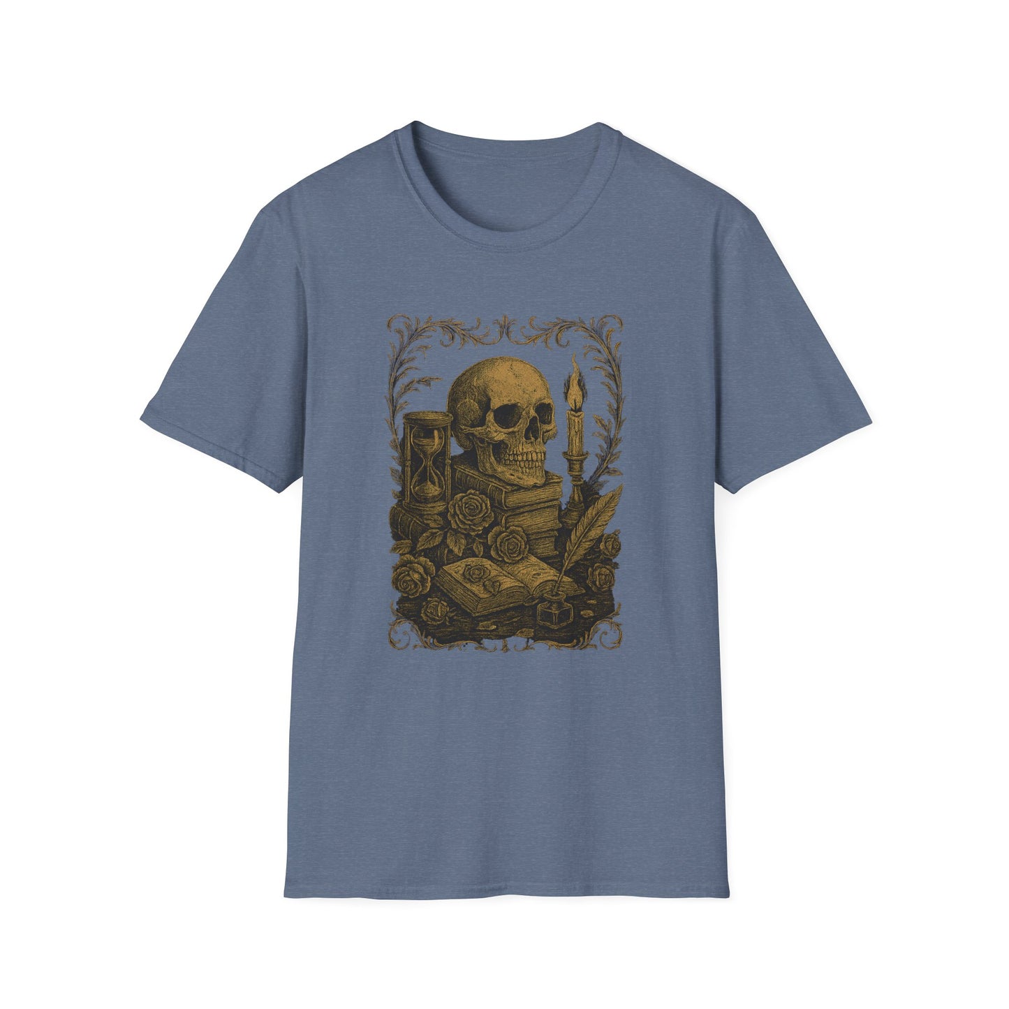 Dark Academia, Stack of Book and Skull - T-Shirt