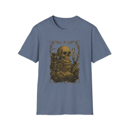 Dark Academia, Stack of Book and Skull - T-Shirt