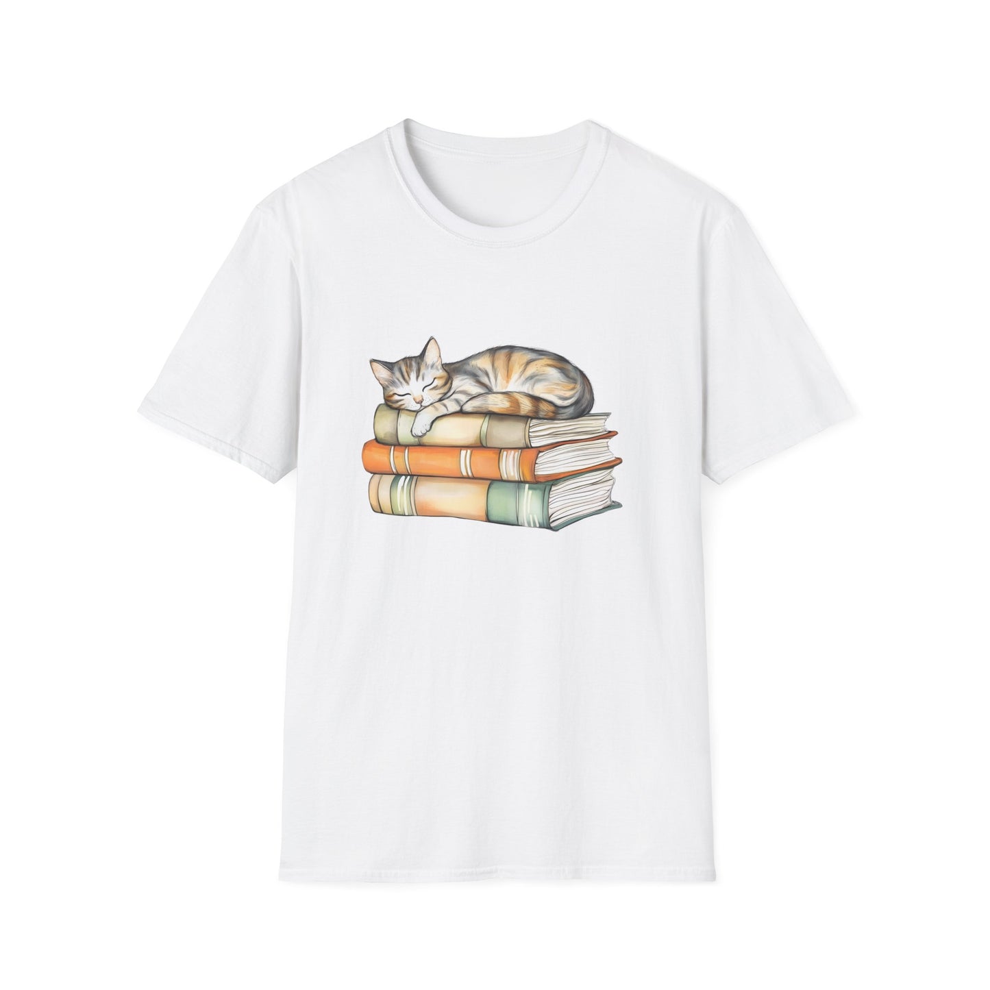 Cat Sleeping On Books - T-Shirt