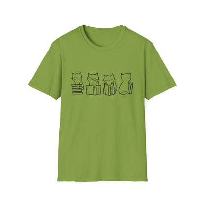 Four Cats Reading - T-Shirt