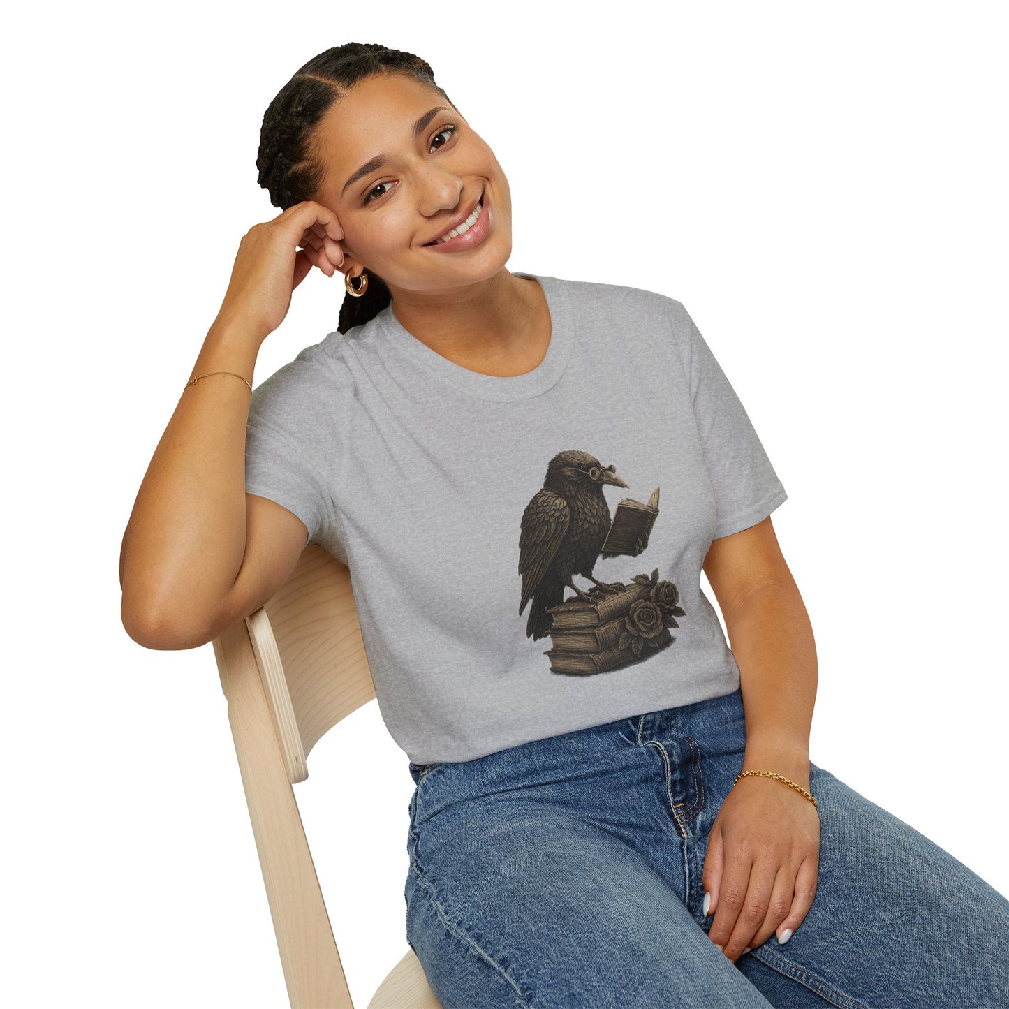 Dark Academia Crow Reading - T-Shirt