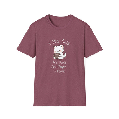 I Like Cats & Books & Maybe 3 People - T-Shirt