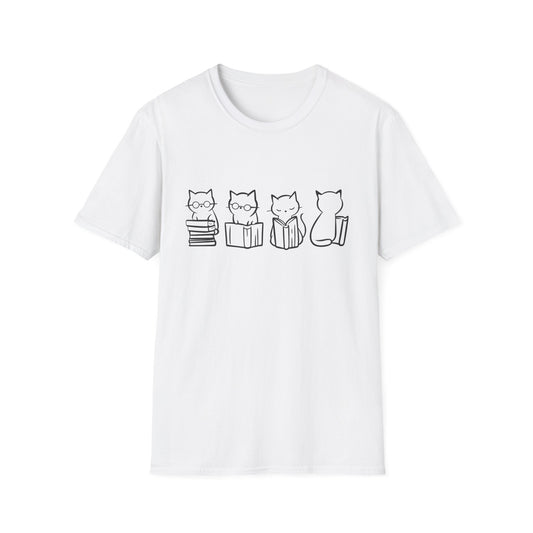 Four Cats Reading - T-Shirt