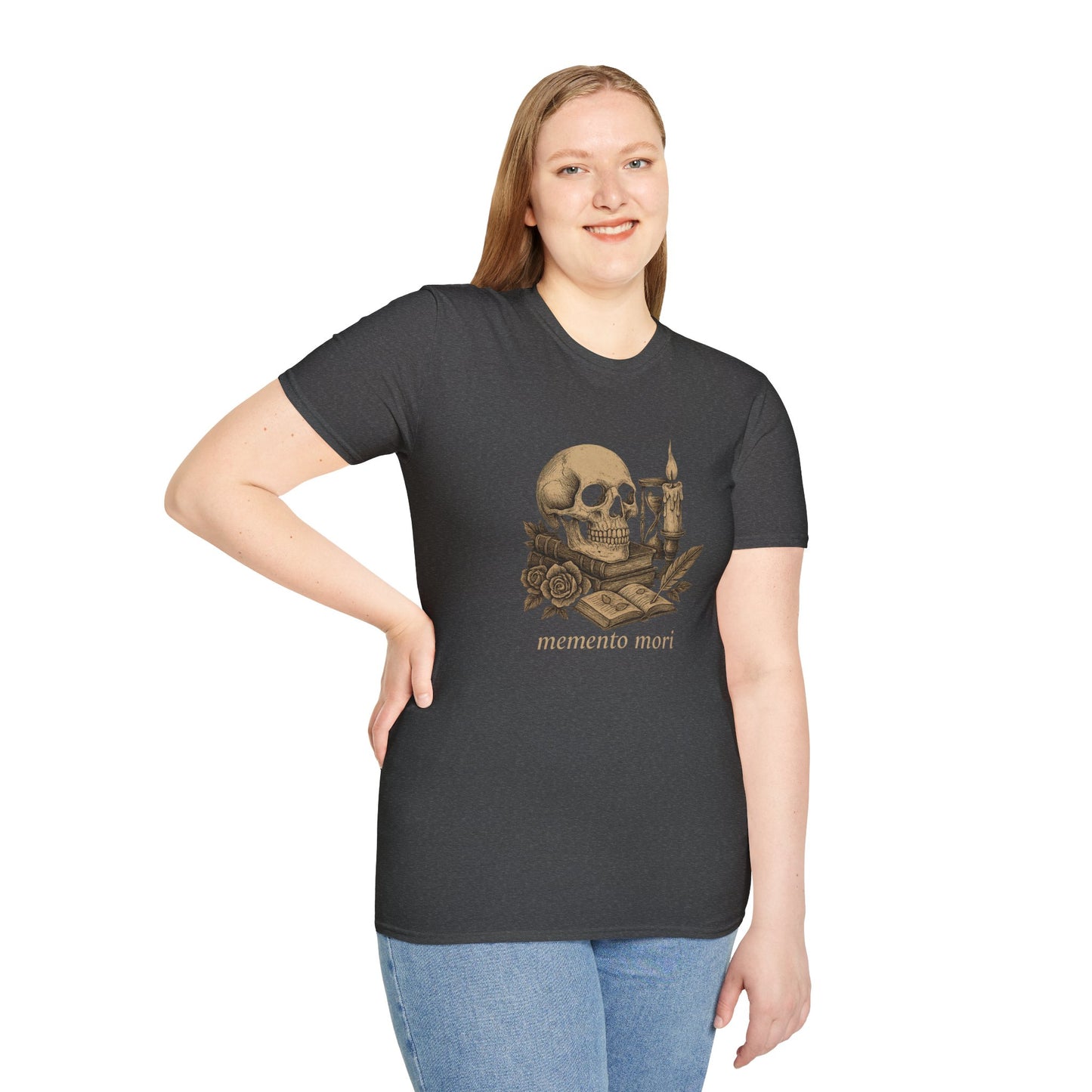 Dark Academia, Momento Mori Skull and Book - T-Shirt