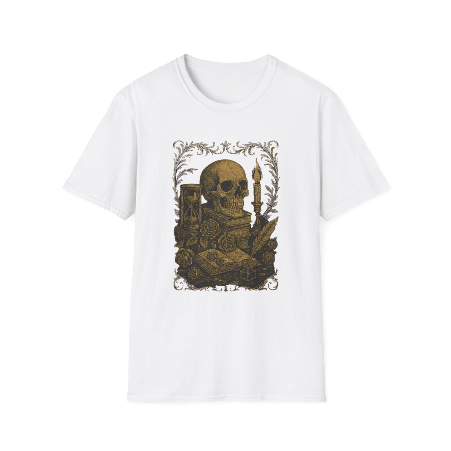 Dark Academia, Stack of Book and Skull - T-Shirt