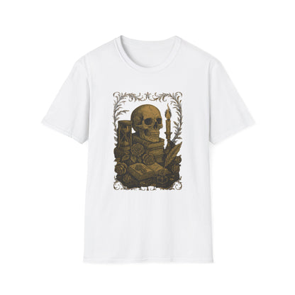 Dark Academia, Stack of Book and Skull - T-Shirt