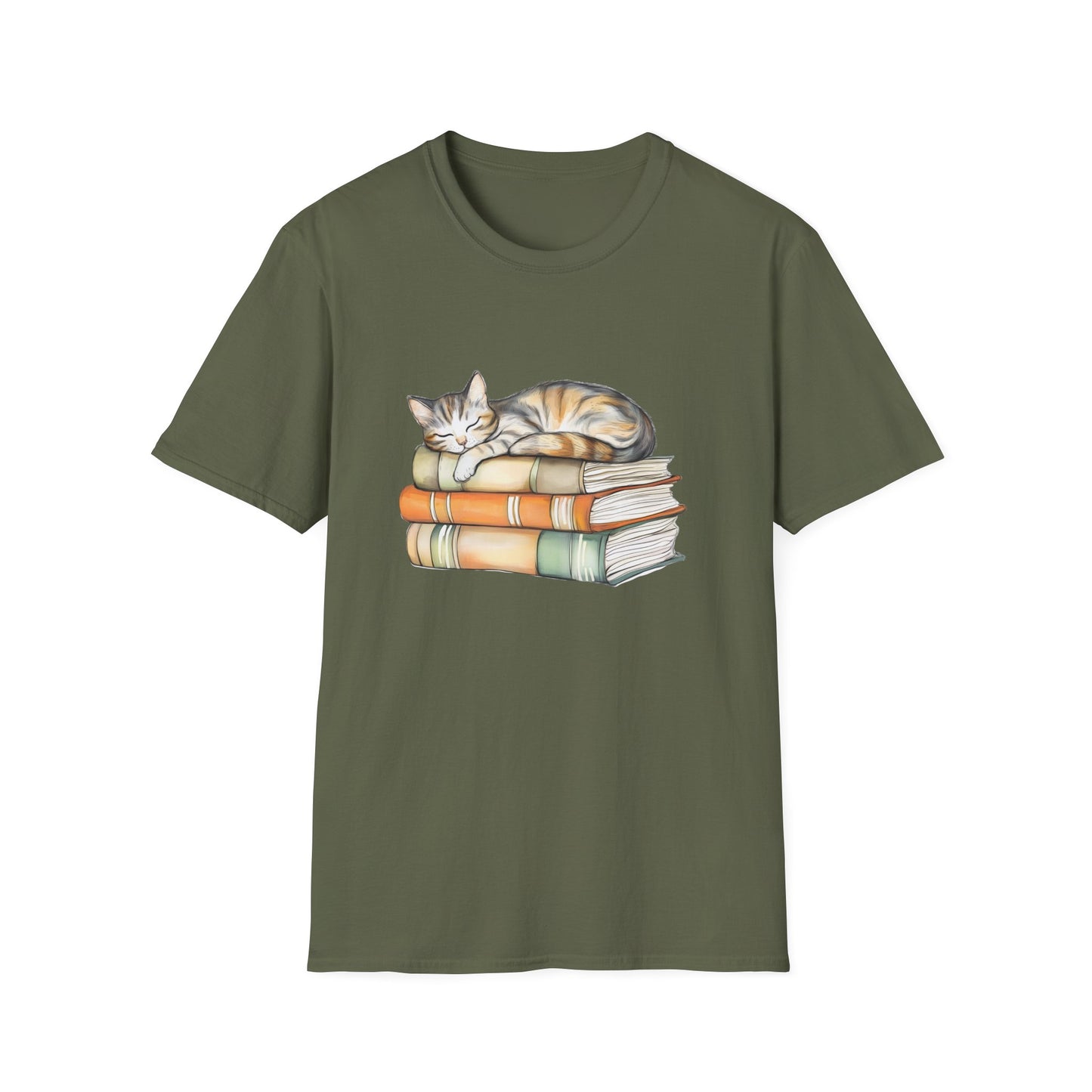 Cat Sleeping On Books - T-Shirt