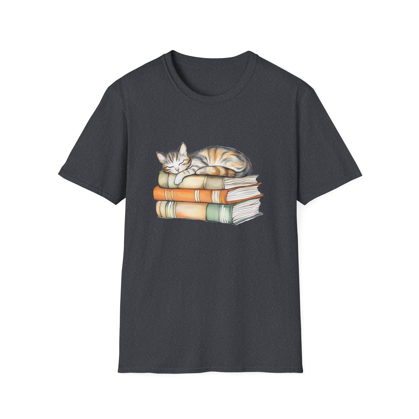 Cat Sleeping On Books - T-Shirt