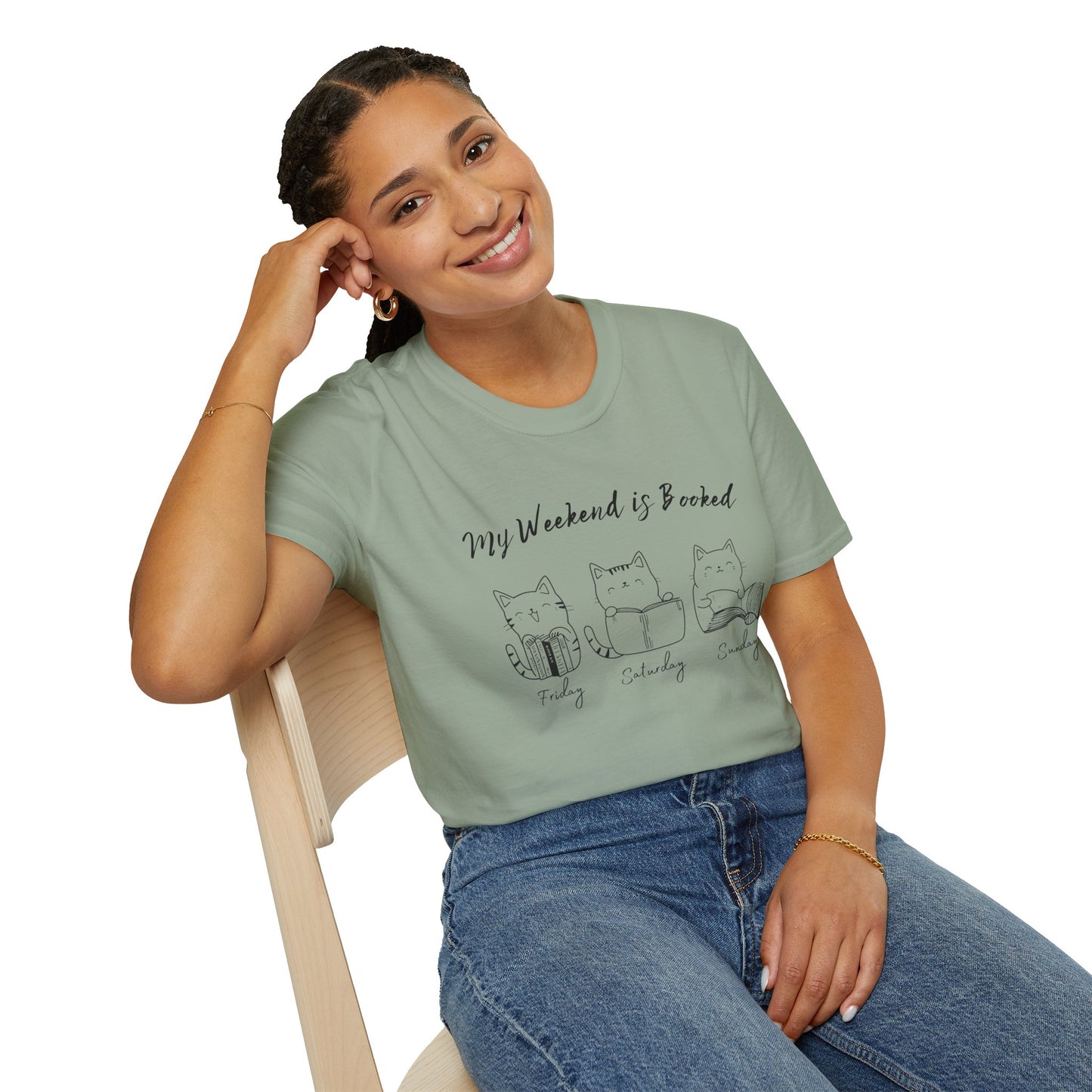 Funny Cat Shirt, My Weekend is Booked - T-Shirt
