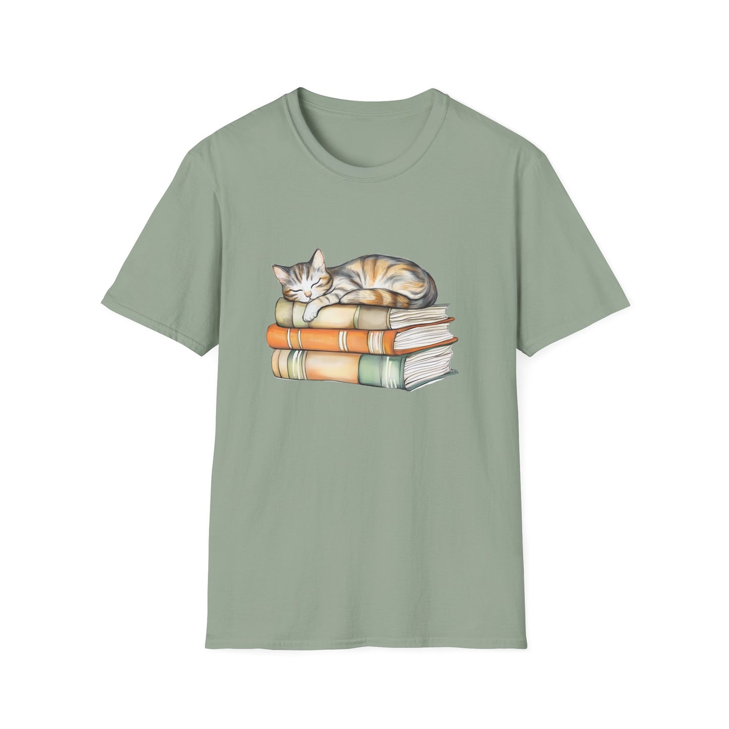 Cat Sleeping On Books - T-Shirt