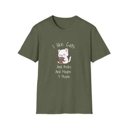 I Like Cats & Books & Maybe 3 People - T-Shirt