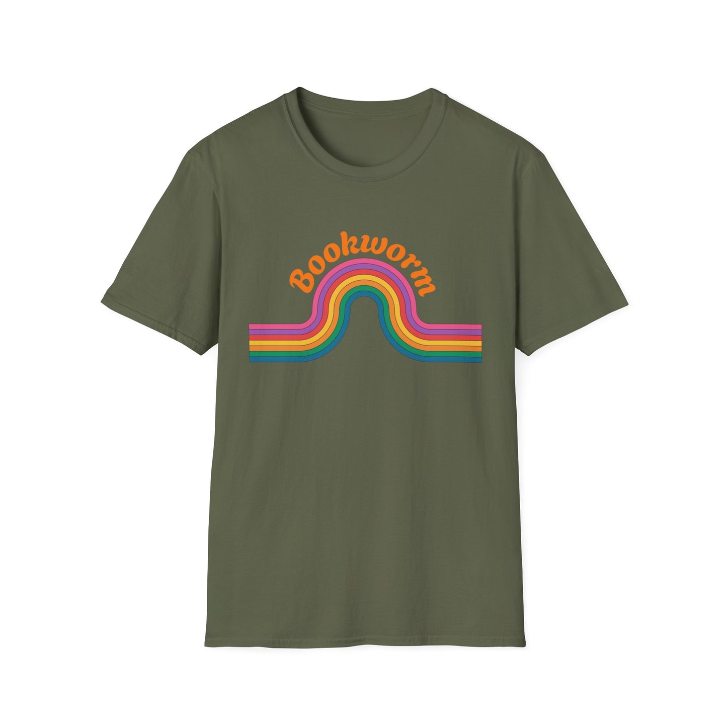 Retro Bookworm Rainbow  - T-Shirt