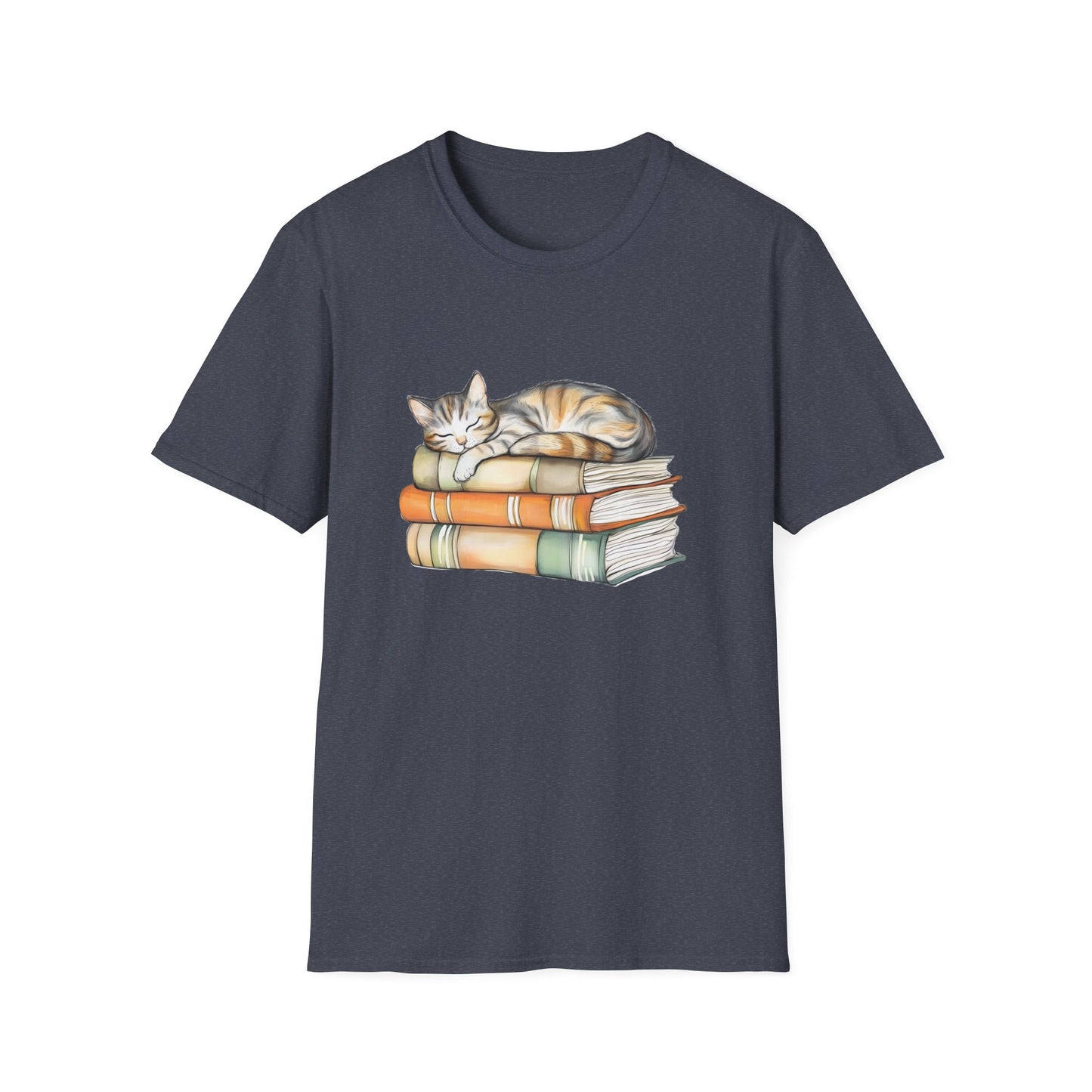 Cat Sleeping On Books - T-Shirt