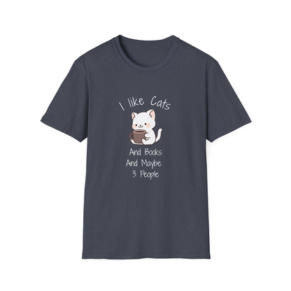 I Like Cats & Books & Maybe 3 People - T-Shirt