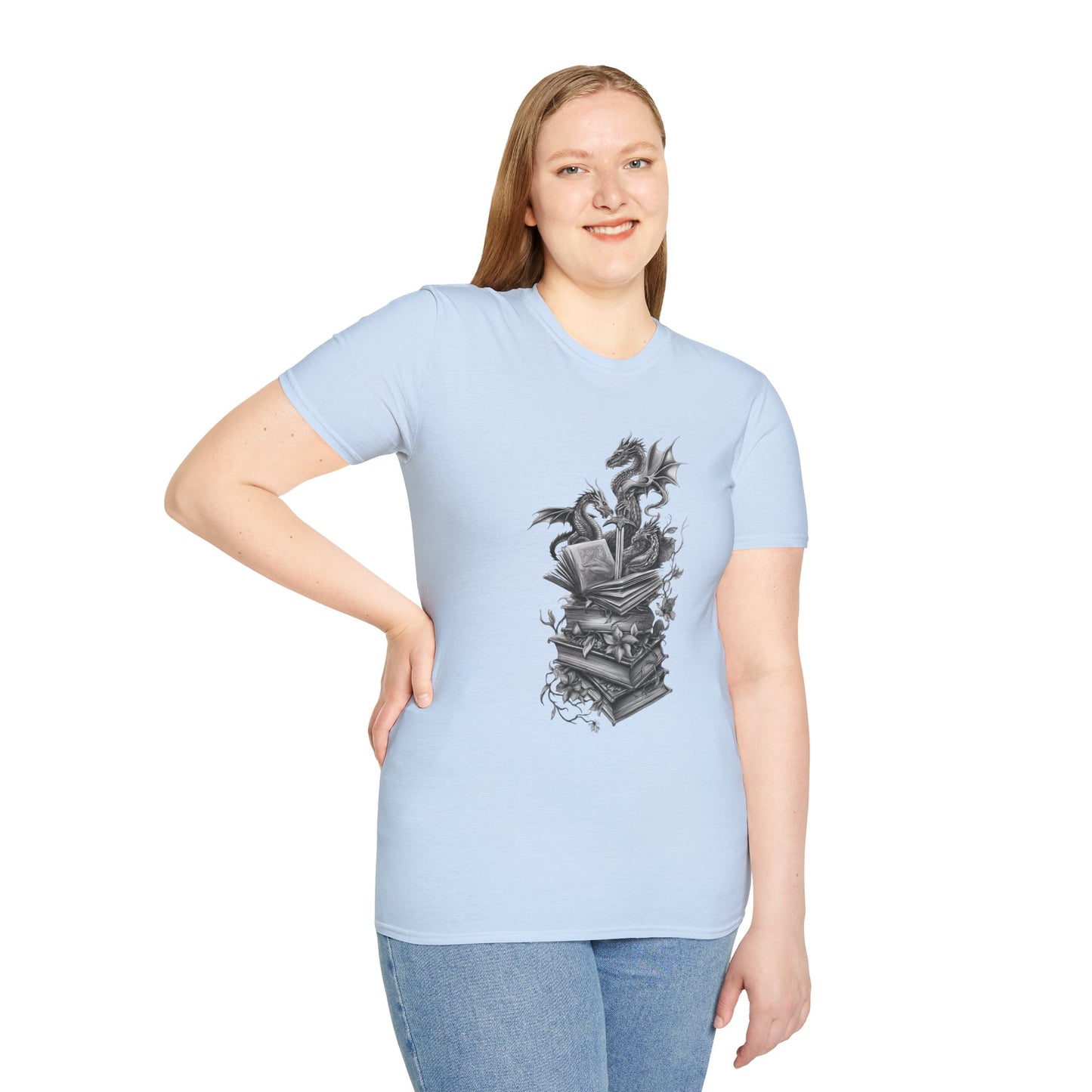 Dragon, Book & Sword - Graphic T-Shirt