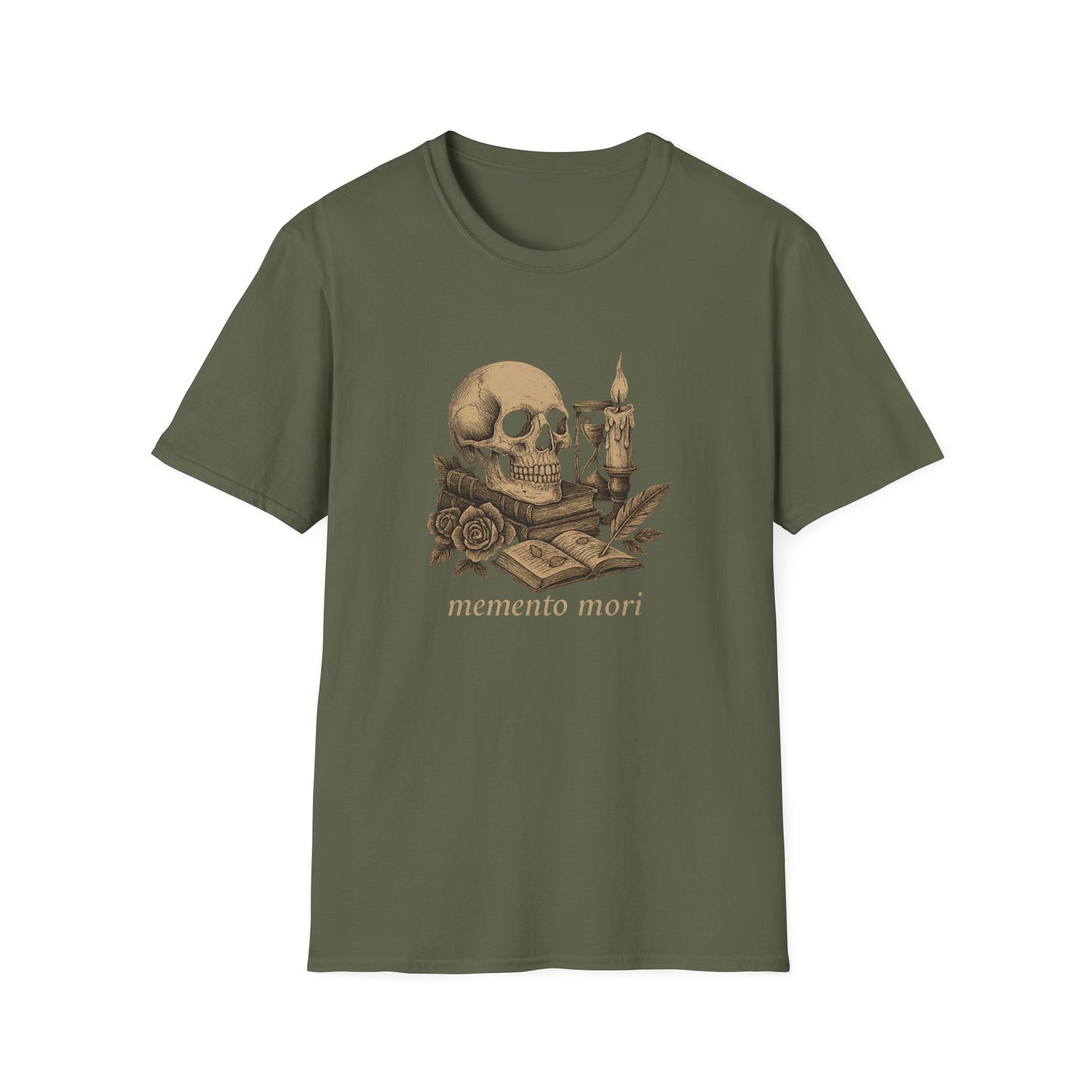 Dark Academia, Momento Mori Skull and Book - T-Shirt