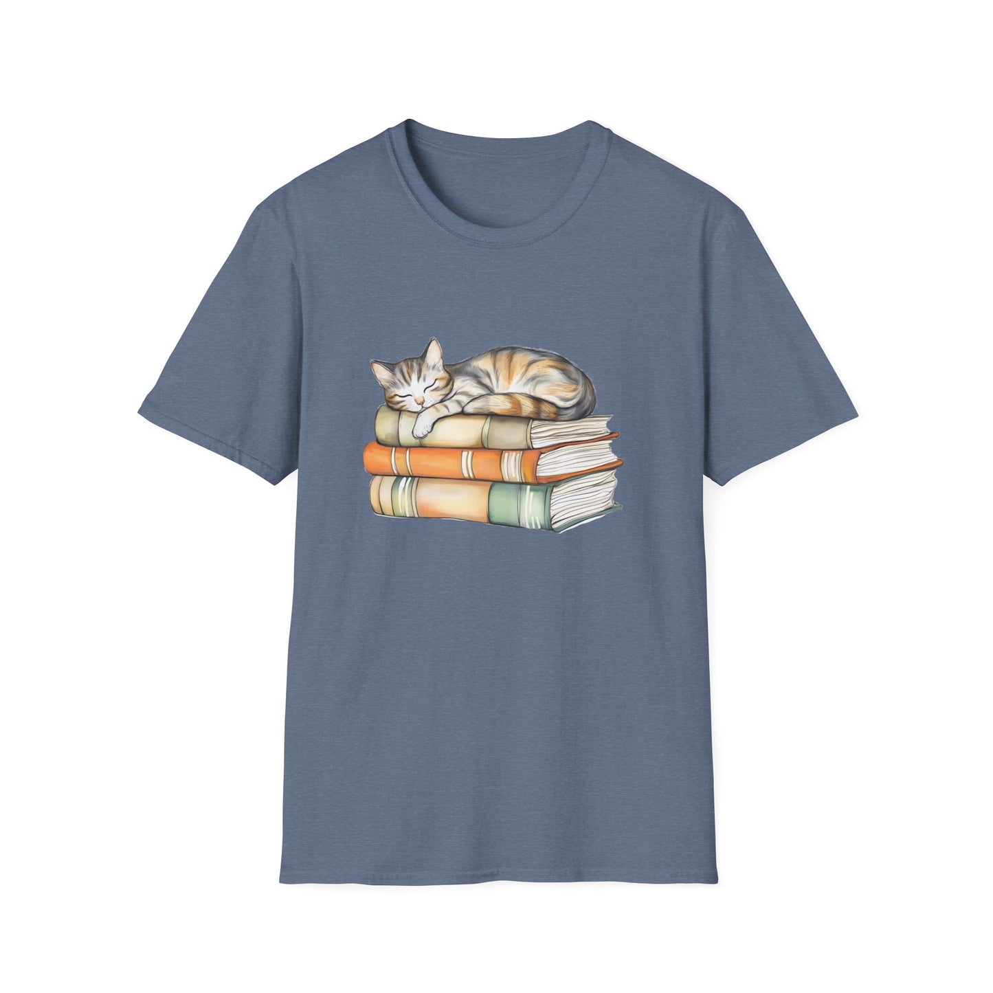 Cat Sleeping On Books - T-Shirt