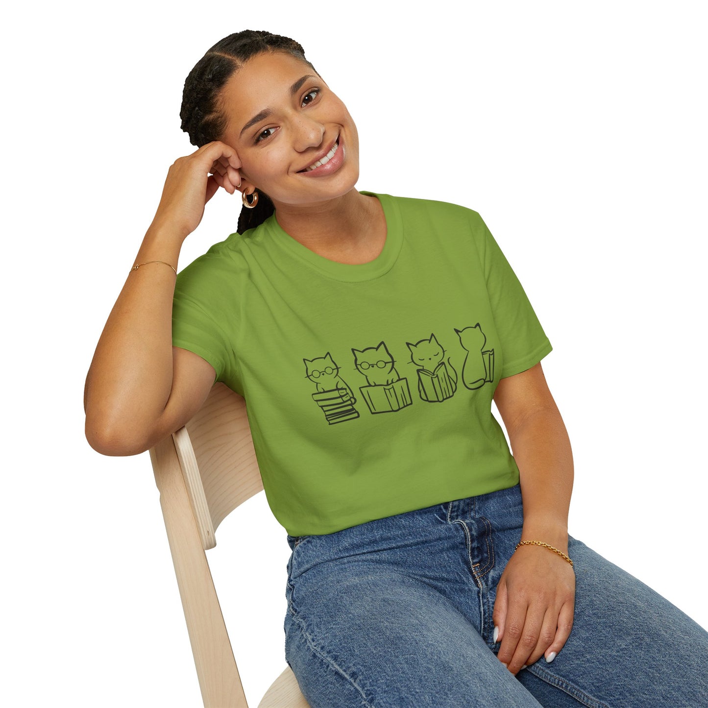 Four Cats Reading - T-Shirt
