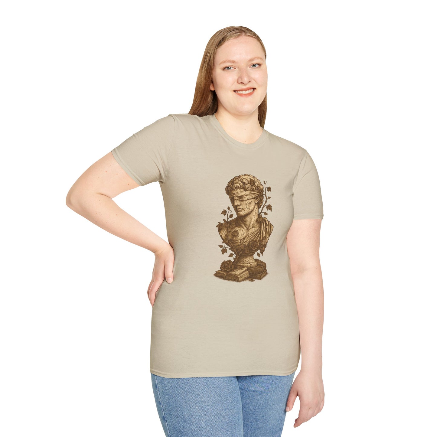 Dark Academia, Blindfolded Bust with Ivy and Books - T-Shirt