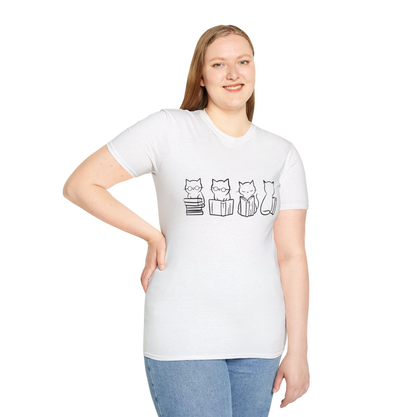 Four Cats Reading - T-Shirt