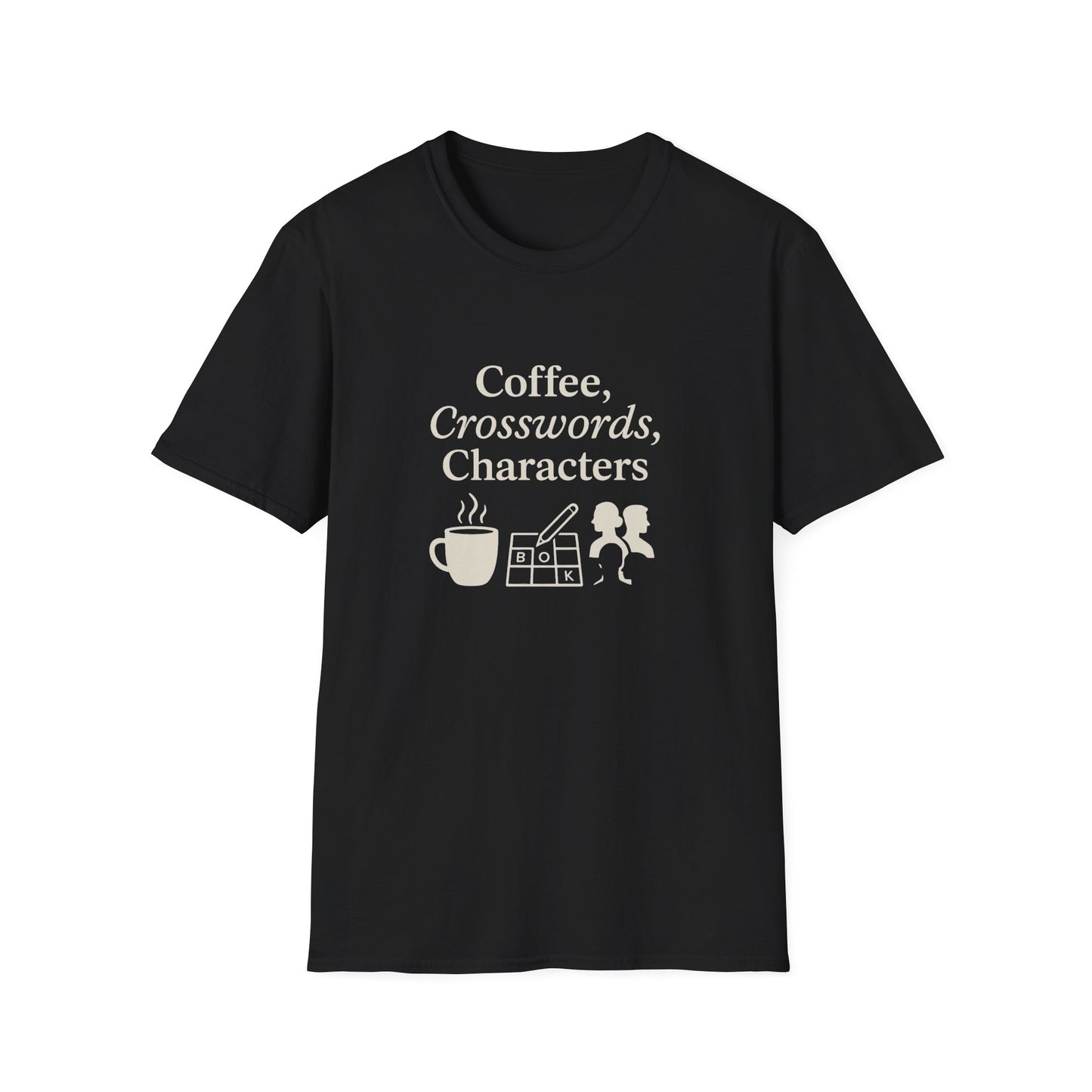 Coffee, Crosswords & Characters - T-Shirt