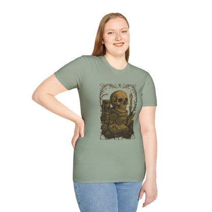 Dark Academia, Stack of Book and Skull - T-Shirt