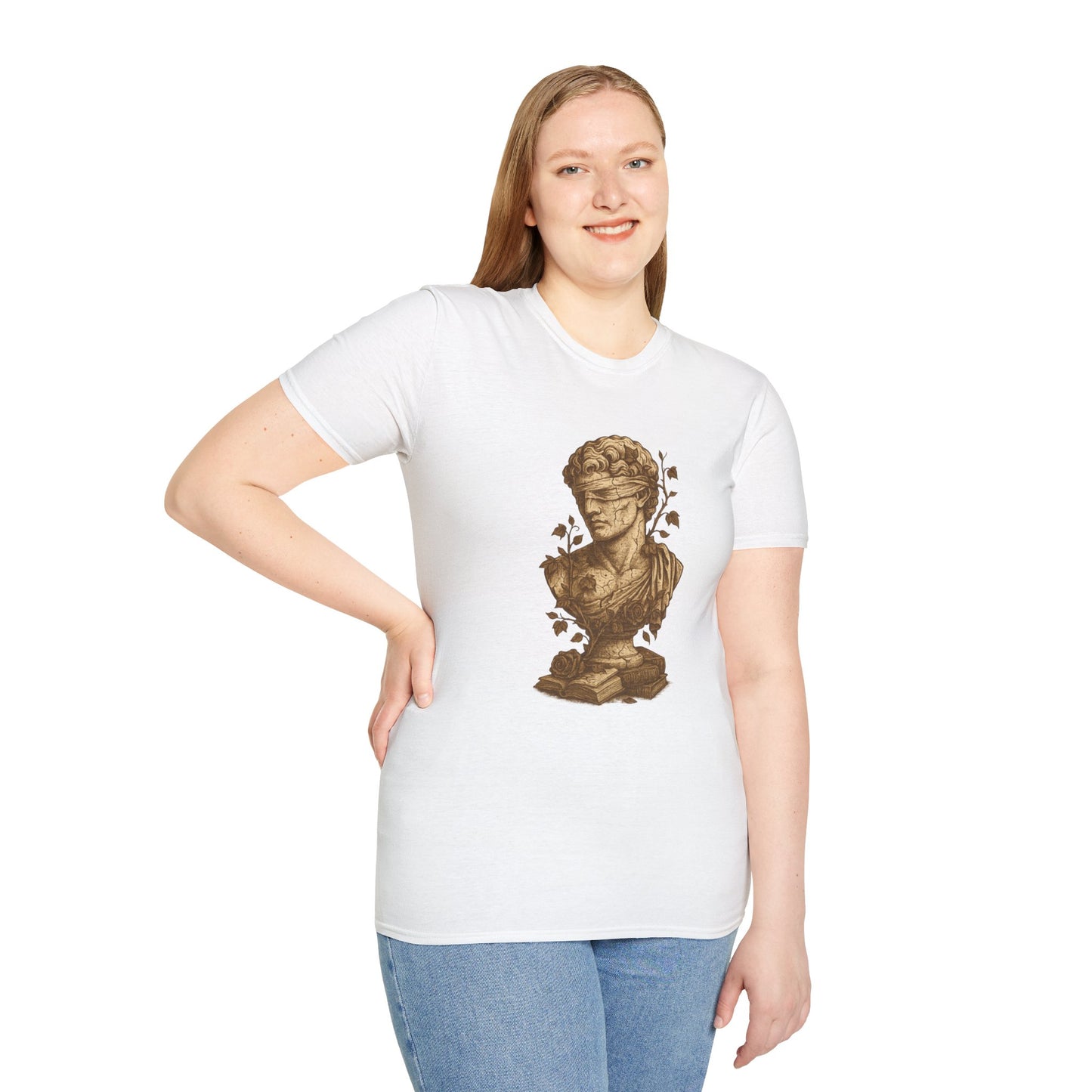 Dark Academia, Blindfolded Bust with Ivy and Books - T-Shirt