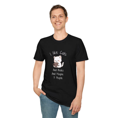 I Like Cats & Books & Maybe 3 People - T-Shirt