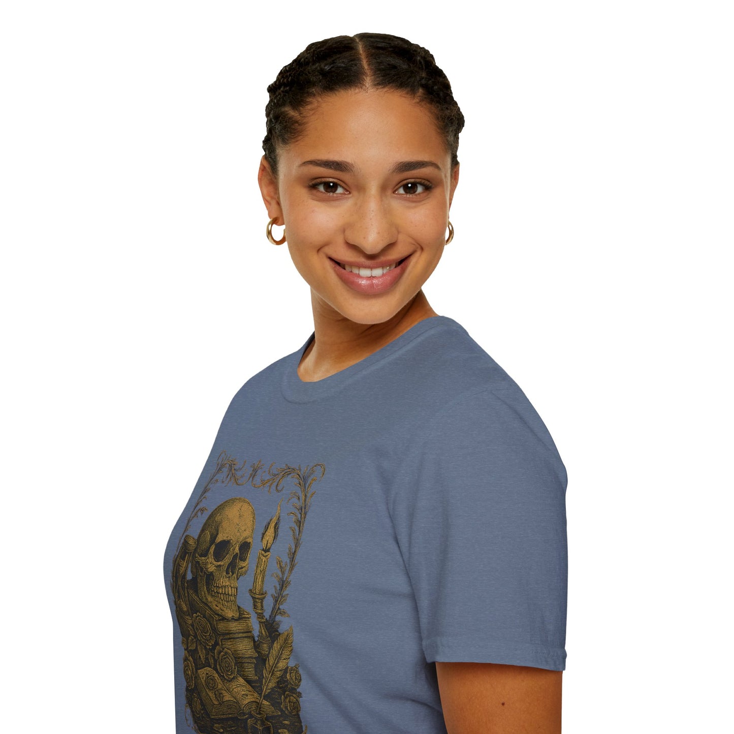 Dark Academia, Stack of Book and Skull - T-Shirt