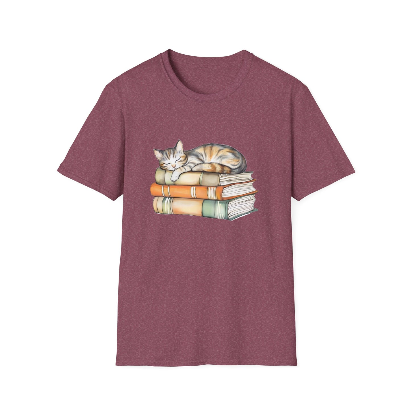 Cat Sleeping On Books - T-Shirt