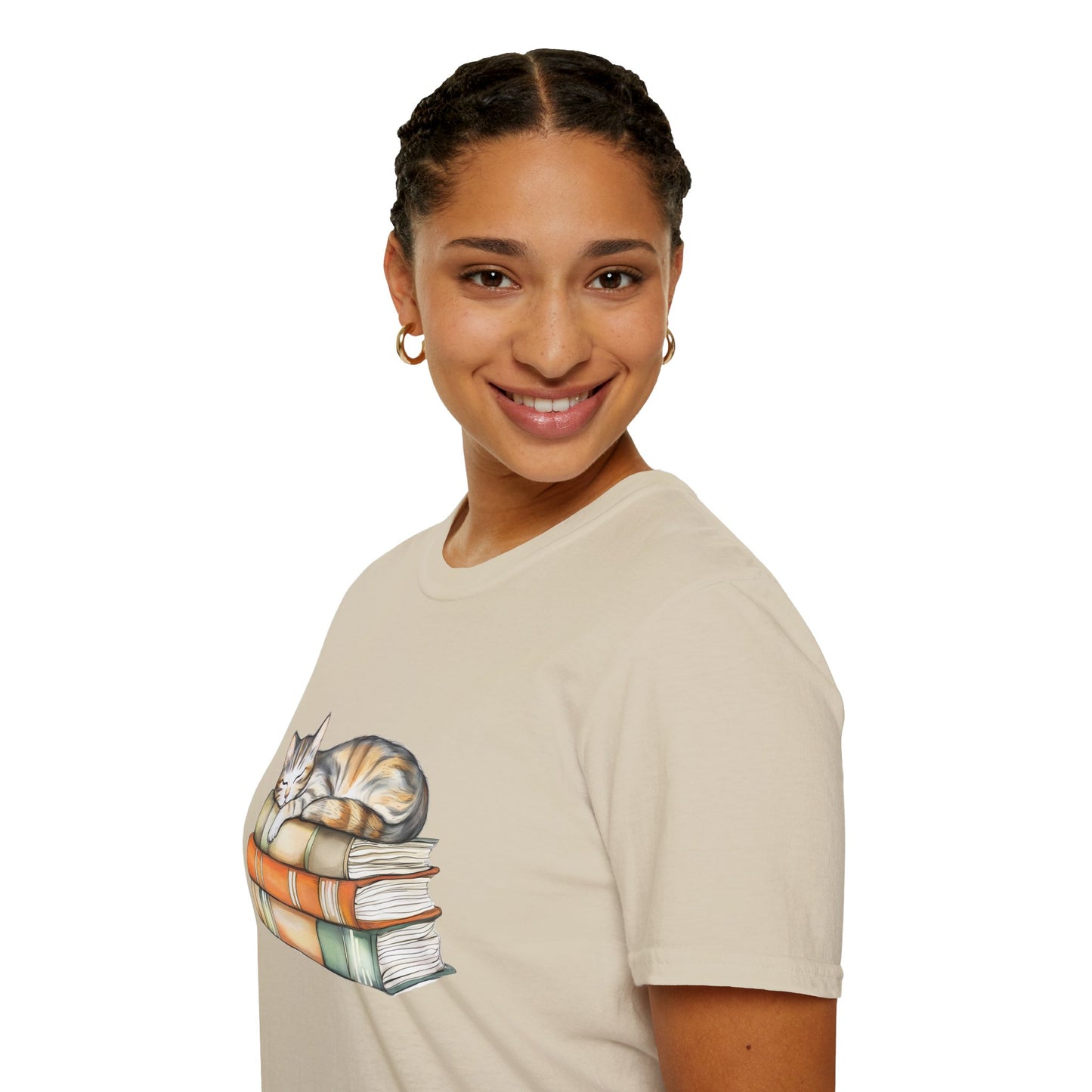 Cat Sleeping On Books - T-Shirt