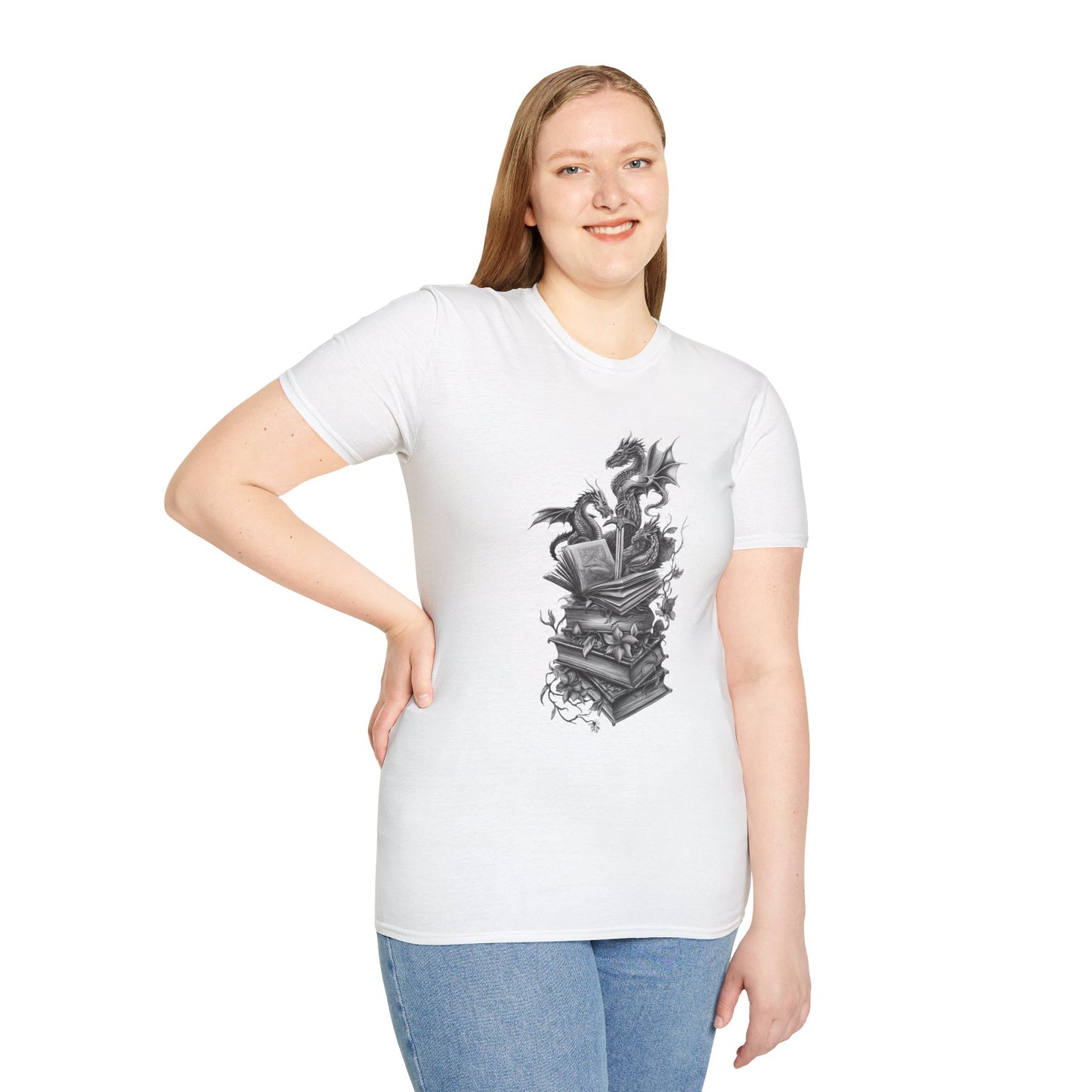 Dragon, Book & Sword - Graphic T-Shirt