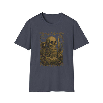 Dark Academia, Stack of Book and Skull - T-Shirt