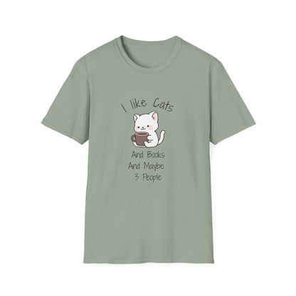 I Like Cats & Books & Maybe 3 People - T-Shirt