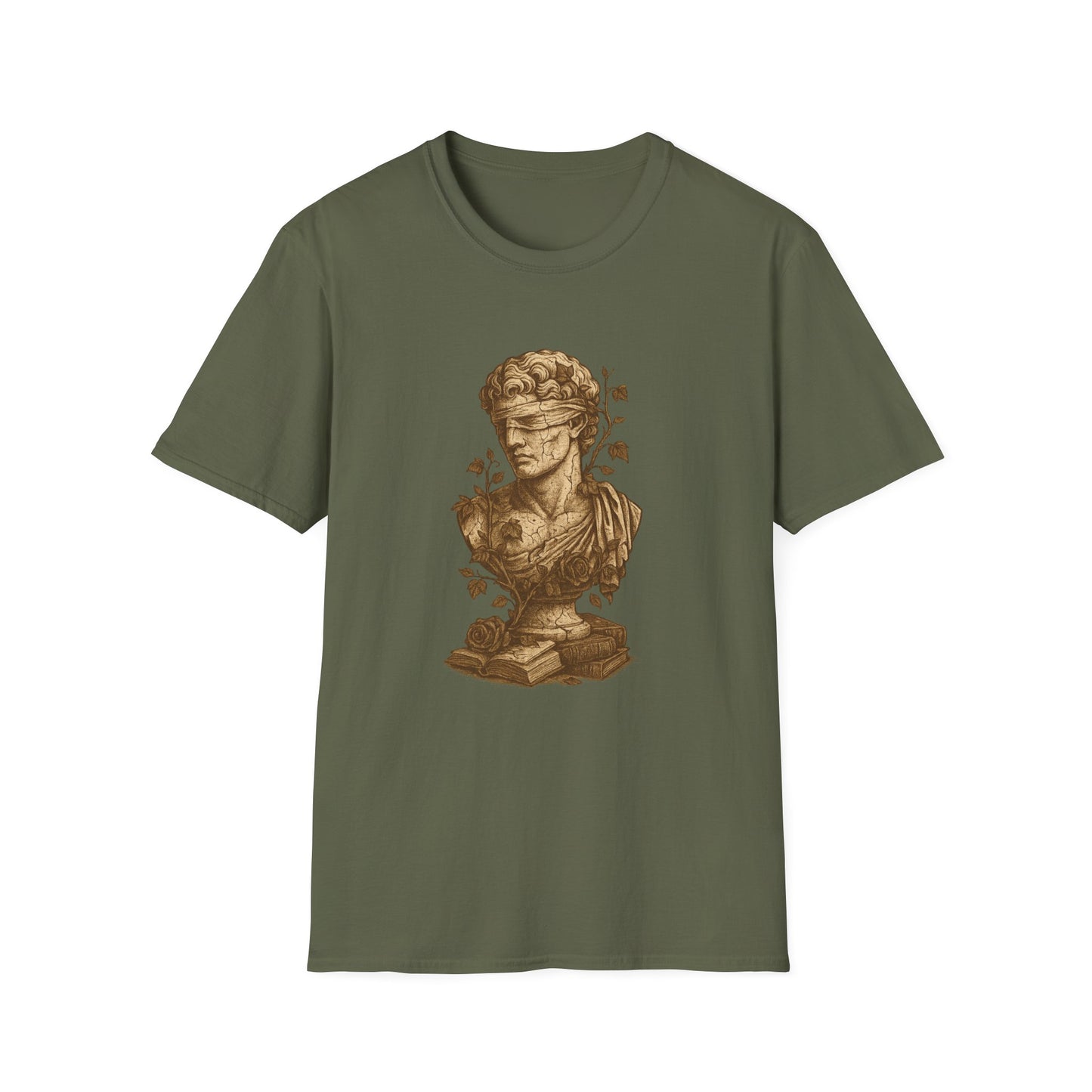 Dark Academia, Blindfolded Bust with Ivy and Books - T-Shirt