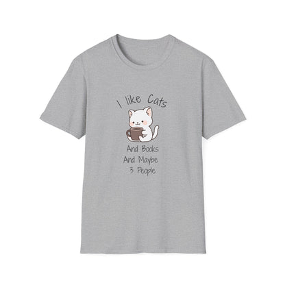 I Like Cats & Books & Maybe 3 People - T-Shirt
