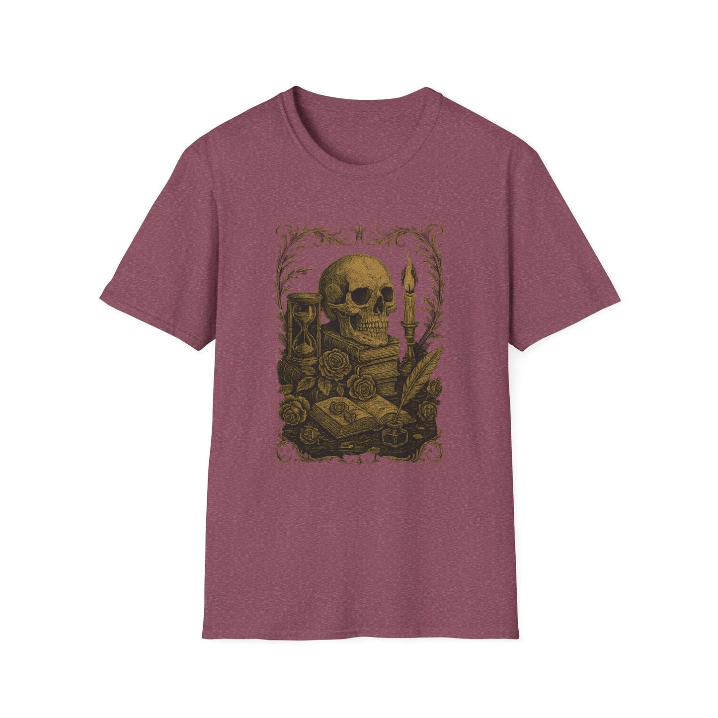 Dark Academia, Stack of Book and Skull - T-Shirt